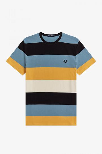 Fred Perry Bold Stripe Miesten T Paidat Harmaat Sininen | FI 1416RVDW